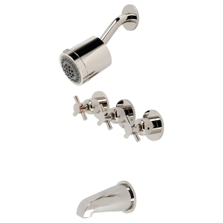 Kingston Brass Tub and Shower Faucet, Polished Nickel, Wall Mount KBX8136DX
